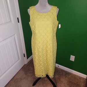 NWT Talbots Lime/Lemon Eyelet Shift Dress - Size 12